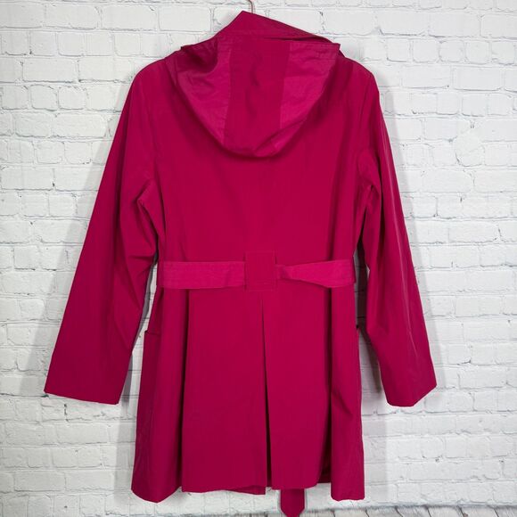 London Fog Trench Coat Womens Large Hot Pink Lined Classic Retro Longline Jacket - Picture 2 of 14